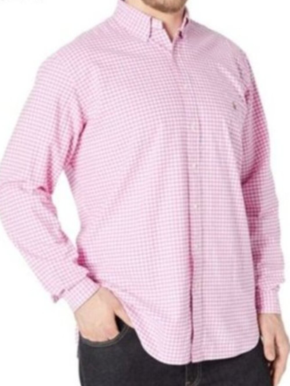 ROBERT TALBOTT Men Long Sleeves Button Down Shirt Plaid Pink Medium